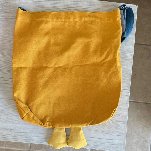 New without tags!! Dazai Duck Yellow Canvas Crossbody Bag with Blue Strap - Picture 7 of 7